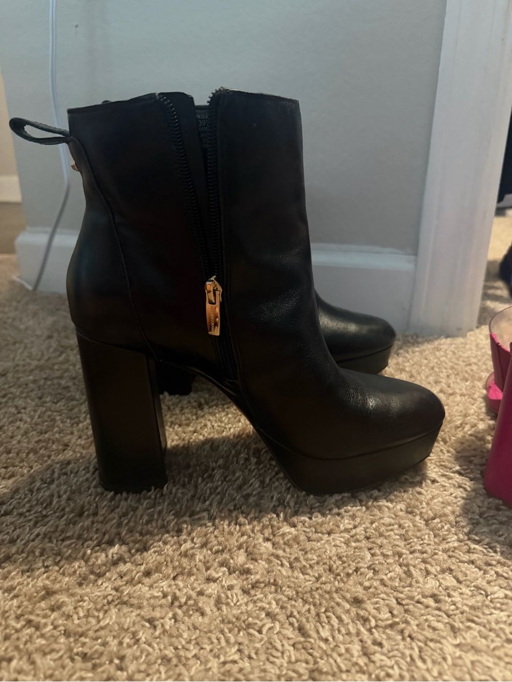 Vince Camuto Black Platform Block Heel Ankle Boots